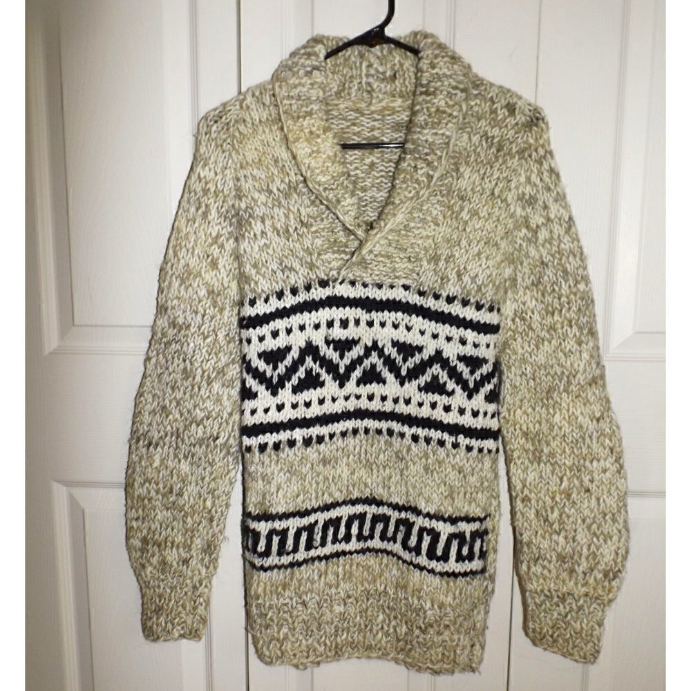 Handmade wool sweater shawl collar raglan sleeves no size see measurements